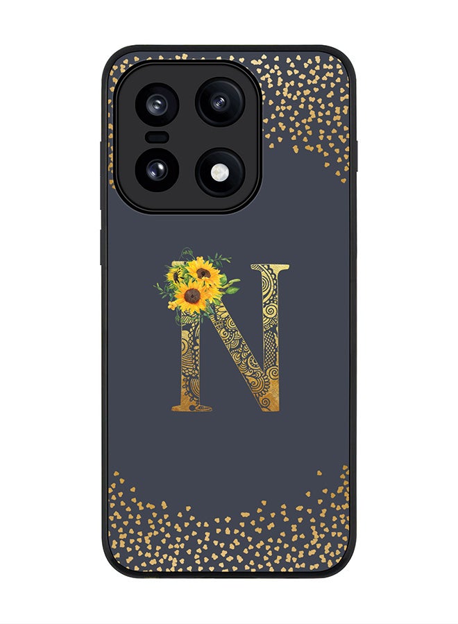 For OnePlus 15 Case,Slim fit Camera Protection, Shockproof Thin Phone cover  - Custom Floral Monogram - N  (Grey )